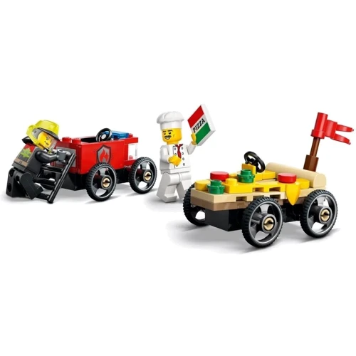 Конструктор LEGO City Пицца-авто против пожарной машины Набор гонок 70 деталей (60458) фото 5