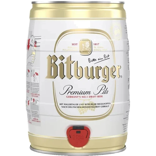 Пиво Bitburger Premium Pils светлое фильтрованное 4.8% 5 л (PLS_4102430000806)