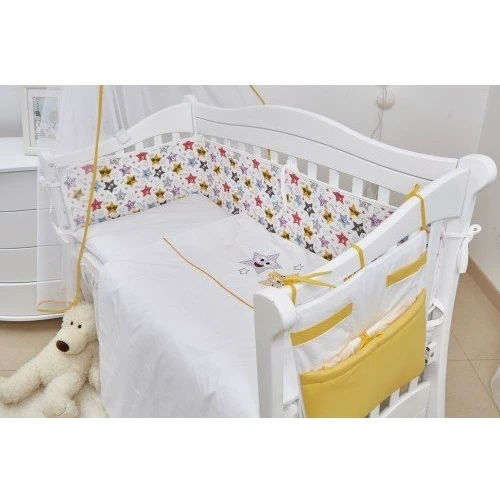 Постільний комплект 8 ел. Twins 3D Funny Stars (бампер мембрана) 4079-S-003, yellow, жовтий