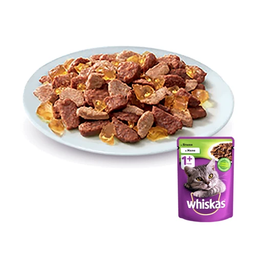 Вологий корм Whiskas для котів з ягням в желе 24х100 г (4770608253127): Клас Премиум