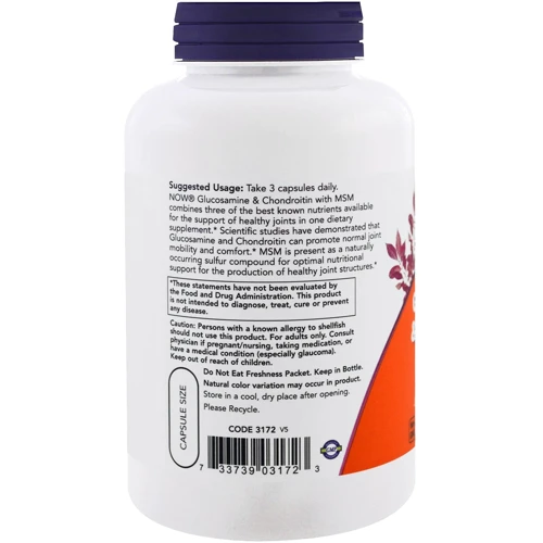 NOW Foods Glucosamine & Chondroitin with MSM Capsules 180 caps: Форма випуску капсули