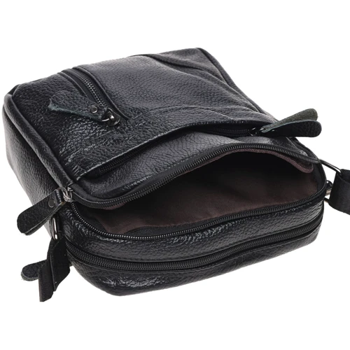 Чоловіча сумка планшет Borsa Leather чорна (K11027-black): Застібка Блискавка