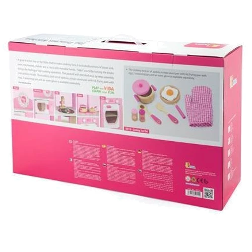 Детская кухня Viga Toys из дерева, бело-розовая (50111) фото 3
