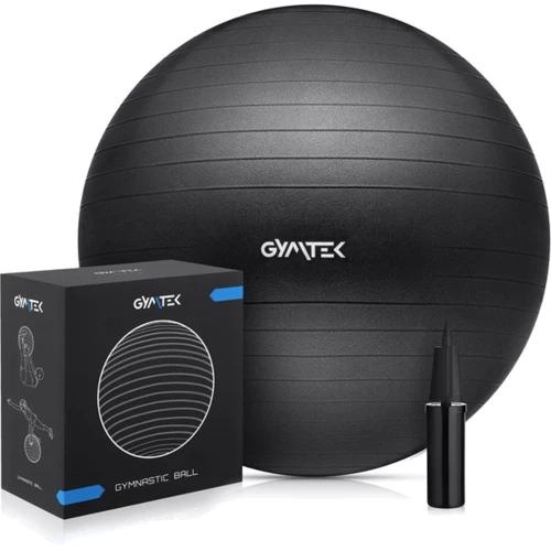 М'яч для фітнесу Gymtek 65 см чорний + насос