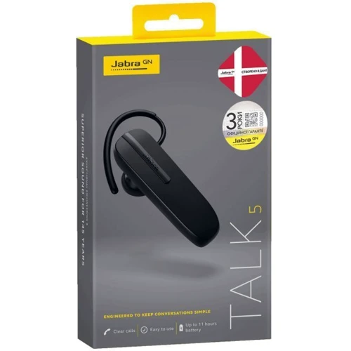 Наушники Jabra Talk 5 Bluetooth Headset (100-92046900-60): Время работы, ч 11
