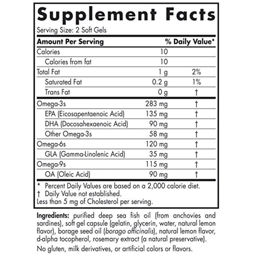 Nordic Naturals Complete Omega Junior 500 mg 180 Soft Gels Lemon Омега зі смаком лимона для підлітків: Тип Омега 3-6-9