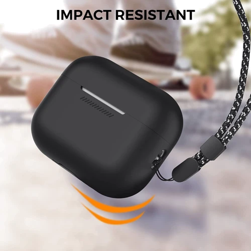 Чохол для навушників AhaStyle Silicone Case with strap Black (X003E43NDL) для Apple AirPods Pro 2 фото 4