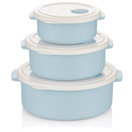 Емкость для хранения BAGER B WHITE/BLUE НАБОР круглая 750 мл.1500 мл.2750мл (BG-421 B)