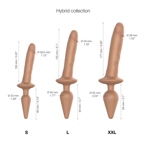 Анальная пробка с дилдо Strap-On-Me Switch Plug-In Realistic Dildo Caramel - S