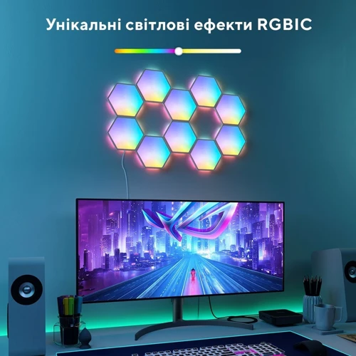 Набор настенных светильников Govee H6061 Glide Hexa Light Panels, 10шт, RGBIC, WI-FI/Bluetooth, белый (B6061301)