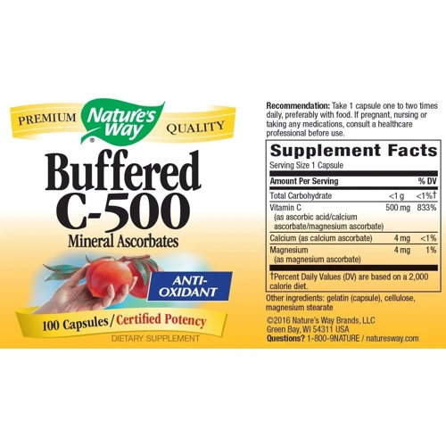 Nature's Way Buffered C-500 100 Caps Витамин C-500 буферизированный: Тип Витамин C