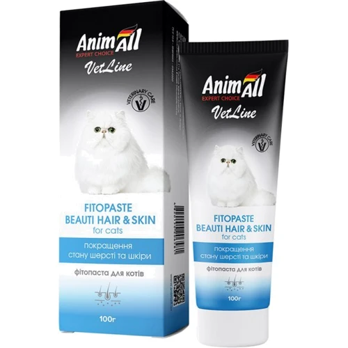 Фітопаста AnimAll VetLine для покращення якості вовни для котів 100 грам