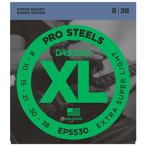 Струна для гитар Струны D`ADDARIO EPS530 XL PRO STEELS EXTRA SUPER LIGHT 08-38