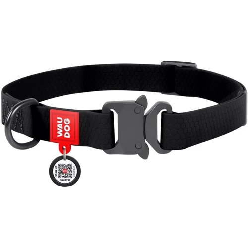 Нашийник для собак WAUDOG Waterproof c QR-паспортом металева пряжка-фастекс 25 ммx35-58 см чорний (27841)