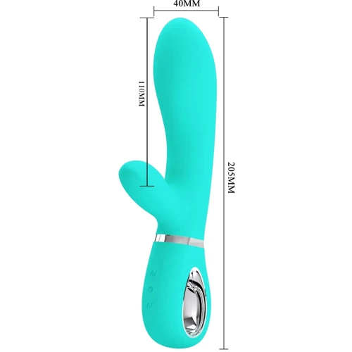 Вибратор с мягкой головкой и клиторальной стимуляцией LYBAILE Pretty Love Thomas USB Тurquoise (BI-014621-4)