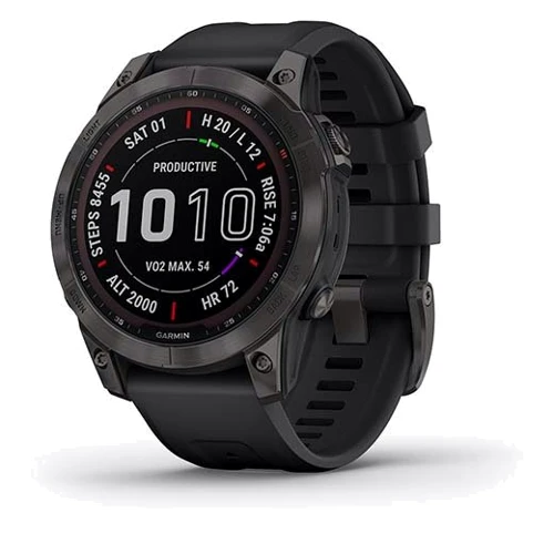 Смарт-часы Garmin Fenix 7 Sapphire Solar Carbon Grey DLC Titanium with Black Band (010-02540-21)