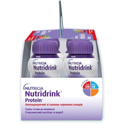 Энтеральное питание Nutricia Nutridrink Protein Cool Red Fruits охлаждающий со вкусом красных плодов 4х125мл (8716900576331): Возраст От 6 лет