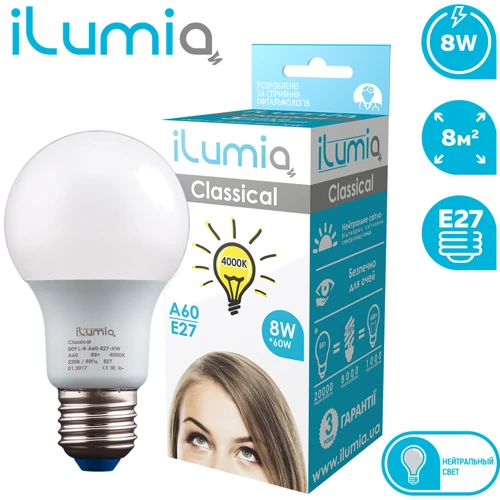 Набор ламп 2шт Ilumia 009 L-8-A60-E27-NW 800Лм, 8Вт, 4000К (LP6958) фото 2