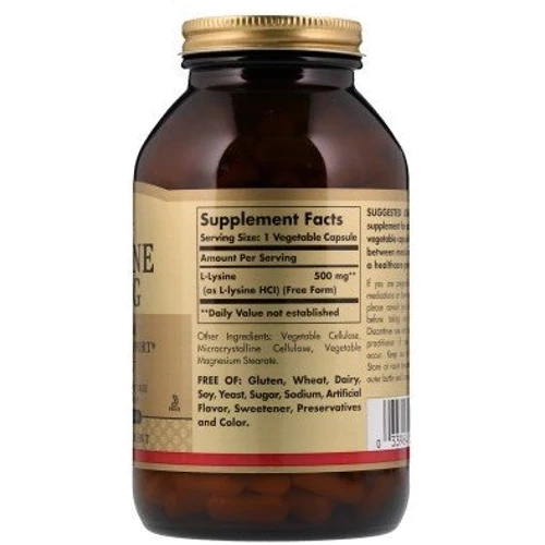 Solgar L-Lysine Free Form 500 mg 50 Veg Caps L-лізин: Тип лізин