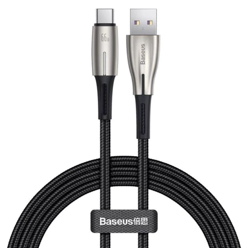Кабель Baseus USB Cable to USB-C Water Drop-Shaped Lamp PD 66W 1m Black (CATSD-M01)
