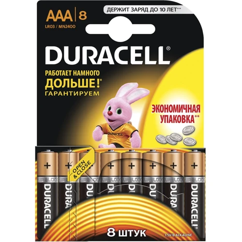 Батарейки Duracell Basic AAА алкалиновые LR03 8шт.