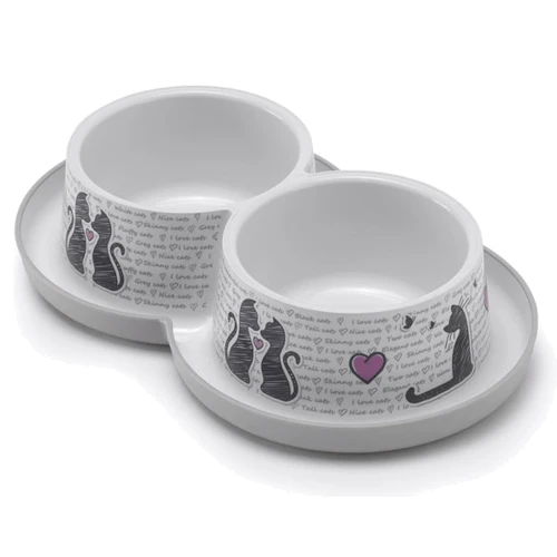 Миска Moderna Double Trendy Dinner Cats in Love для кішок 2х350 мл 10 см (43939)