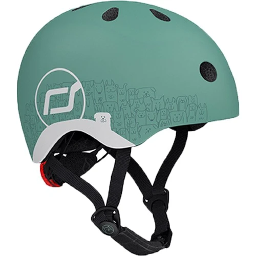 Шлем детский Scoot and Ride Зеленый с фонариком 45-51см (SR-210225-FOREST)