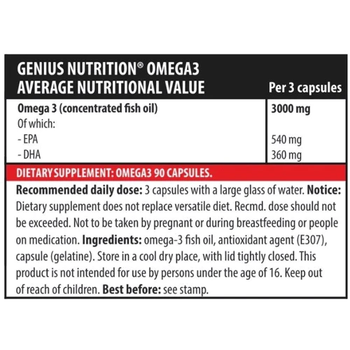 Genius Nutrition Omega 3 Омега 3 90 капсул: Форма выпуска Капсулы