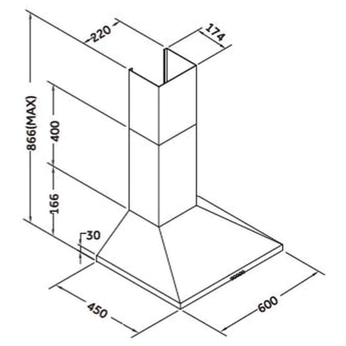 Вытяжка Pyramida BF 60 M BL: Тип монтажа Настенный