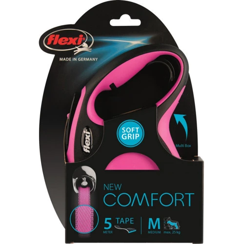 Поводок-рулетка Flexi New Comfort M до 25 кг 5 м розовый (4000498028216): Длина 5 м