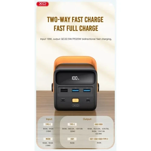 Внешний аккумулятор XO Power Bank 50000mAh PR168 QC 22.5W Black