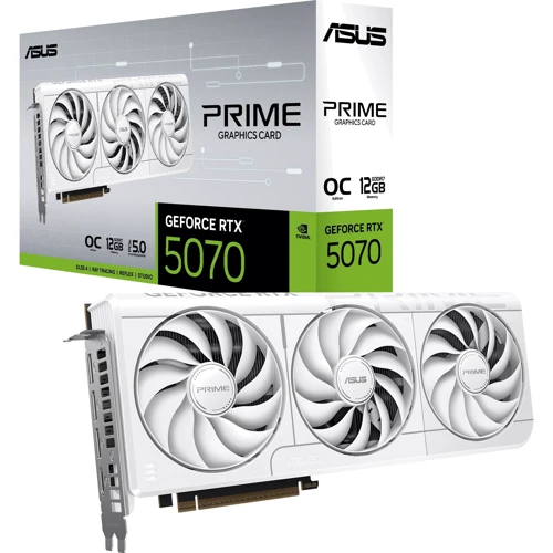 Відеокарта ASUS PRIME GeForce RTX 5070 White OC Edition 12GB GDDR7 (PRIME-RTX5070-O12G-WHITE): Обсяг пам'яті, Гб 12