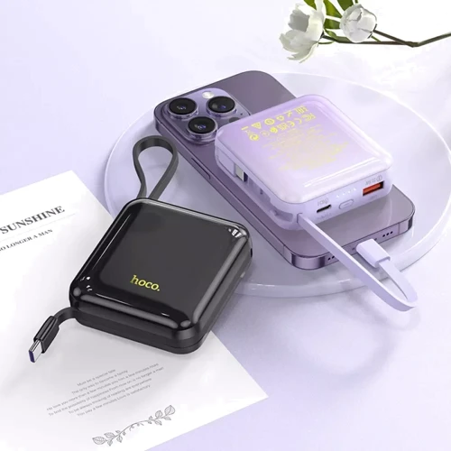 Внешний аккумулятор Hoco Power Bank 10000mAh Q23 Blade with Cable PD 20W/22.5W Purple: Емкость батареи, мАч 10000