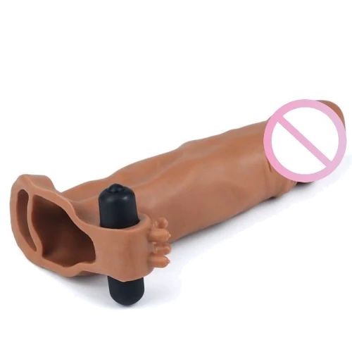 Насадка с вибрацией LoveToy Pleasure X-Tender Vibrating Penis Sleeve Flesh Add 2", Brown