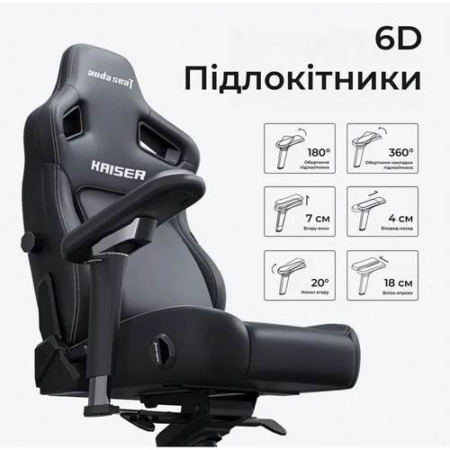 Игровое кресло Anda Seat Kaiser 4 V2 Size XL Dark Gray Fabric (AD12YDDC-XLL-20-GB-CF-03)
