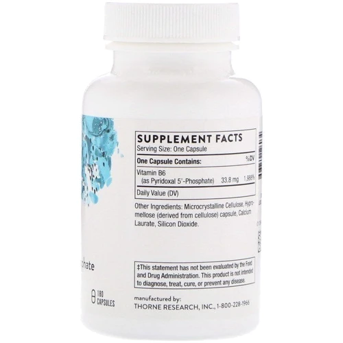 Thorne Research Pyridoxal 5'-Phosphate 180 Caps Витамин В6 (пиридоксин): Тип Витамин B
