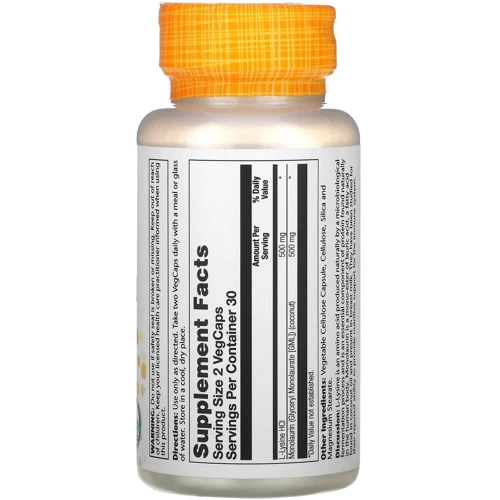 Solaray L-Lysine Monolaurin L-лізин монолаурин 60 вегетаріанських капсул: Тип Лизин