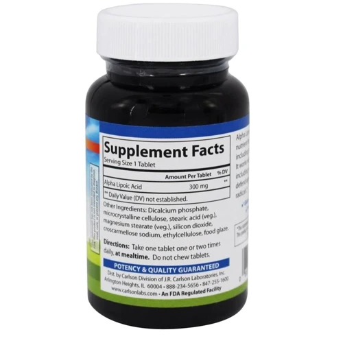 Carlson Labs Alpha Lipoic Acid 300 mg 30 tabs: Тип Альфа-ліпоєва кислота