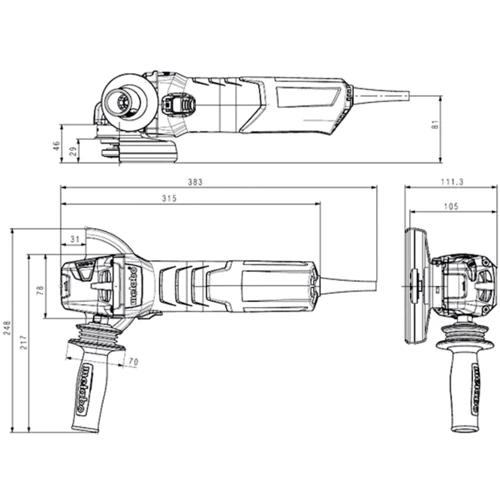 Болгарка (угловая шлифовальная) Metabo WE 17-125 Quick (600515000): Макс. диаметр диска 125