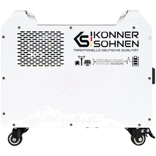 Зарядная станция Konner&Sohnen 2500PS 2560Wh,2500W UA: Разъемы для подзарядки DC-разъем, Зарядка от сети, Зарядка от солнечной панели
