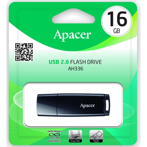USB-флешка Apacer AH336 16GB USB 2.0 Black (AP16GAH336B-1): Объем памяти 16 GB