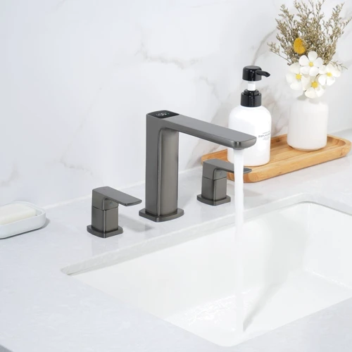 Смеситель для раковины Lefton Widespread 2-handle Bathroom Faucet with Temperature Display-BFWS2402 Grey фото 9