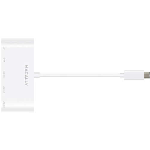 Адаптер Macally Adapters USB-C to 3xUSB 3.0+USB-C+RJ 45 Hub White (UC3HUB3GBC) фото 4