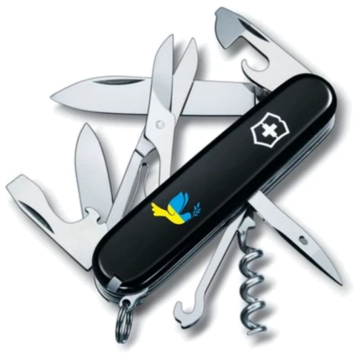 Мультитул Victorinox Climber Ukraine 91мм/14 функций/черный /Голубь Мира сине-желтый (1.3703.3_T1036u)