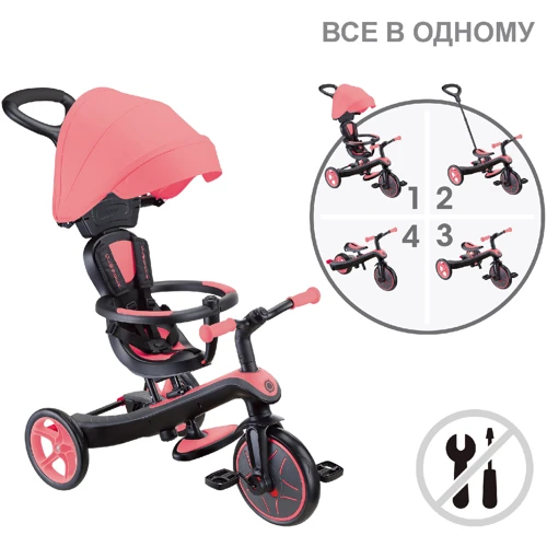 Велосипед дитячий Globber Explorer Trike 4в1 Deluxe Play рожевий (634-110): Гальма Ножной