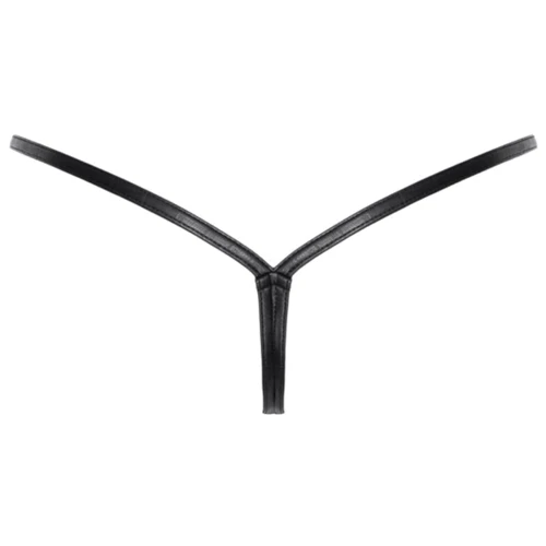 Трусики Noir Handmade P012 Wild crocodile wetlook thong with double opening Вlack, 3XL