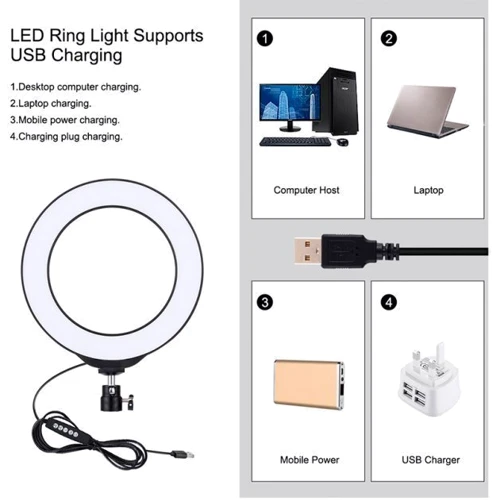 Кольцевая USB RGBW LED лампа Puluz PKT3049B 4.7" с настольным штативом (PKT3049B) фото 5