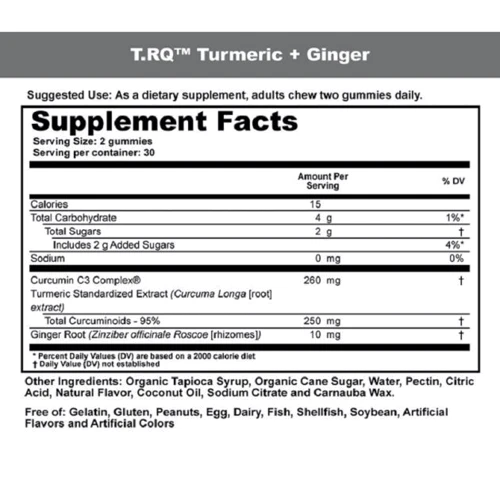 T-RQ Turmeric + Ginger Куркума та імбир зі смаком фруктів 60 жувальних цукерок: Форма випуску Таблетки жевательные