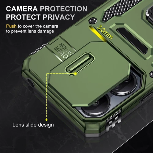 Чохол для телефона Mobile Case Camshield Army Ring Army Green для Xiaomi Poco X6 / Note 13 Pro 5G: Матеріал TPU (термополиуретан) и поликарбонат