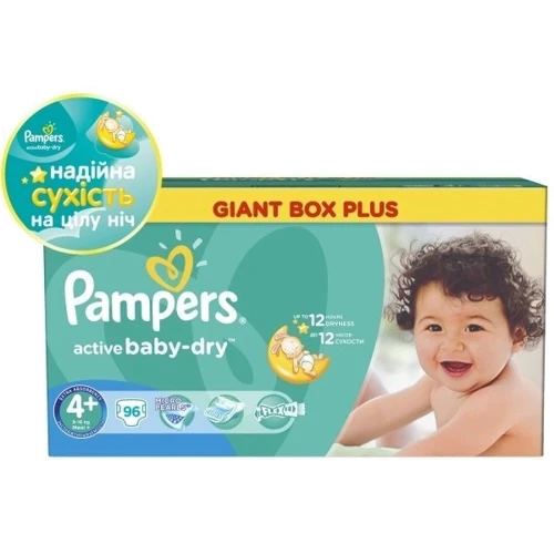 Підгузки Pampers Active Baby Maxi Plus (9-16 кг) Мега 96шт (4015400737315)